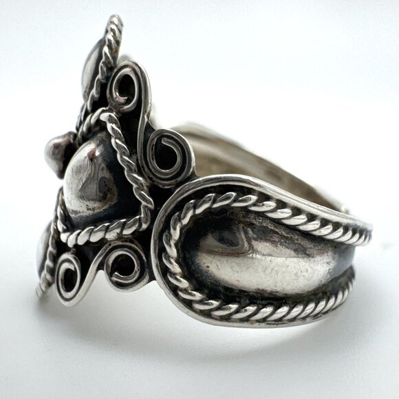 Sterling Silver Taxco Mexico Ring .925 Size 6 Rope Scroll Design Vintage 4 Grams - Picture 7 of 9